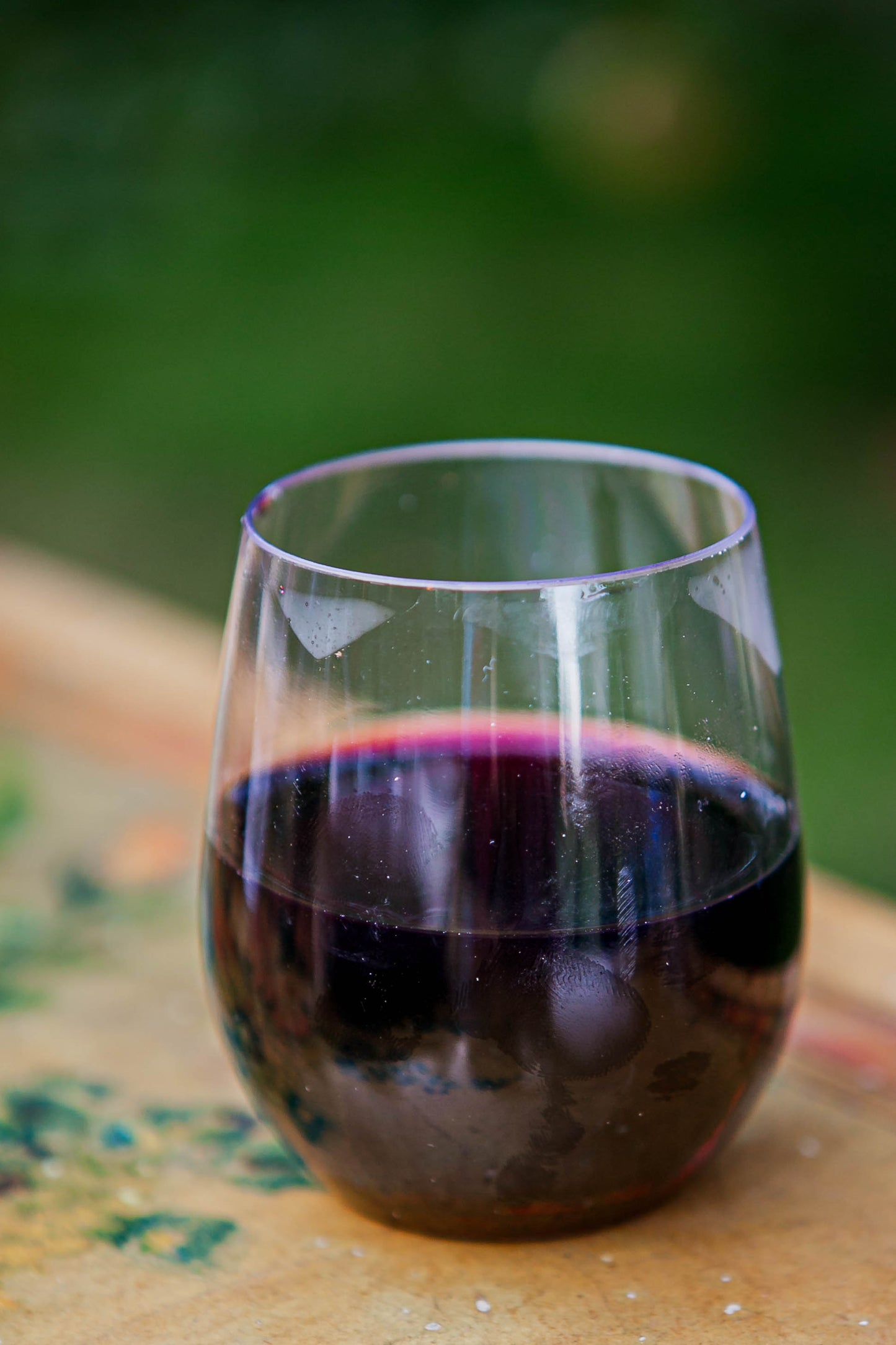Glass of wine on a table at Nystrom Orchard in Worthington Minnesota.