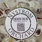 Nystrom Orchard chicken salad container with a close up of the label. Made in the kitchen of Nystrom Orchard in Worthington Minnesota.