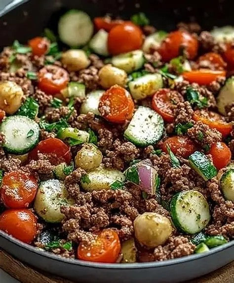 Mediterranean Beef Sheet pan dinner (Serves 3)